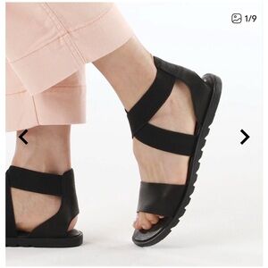 Sorel Ella II Leather Sandals Black Size US 9